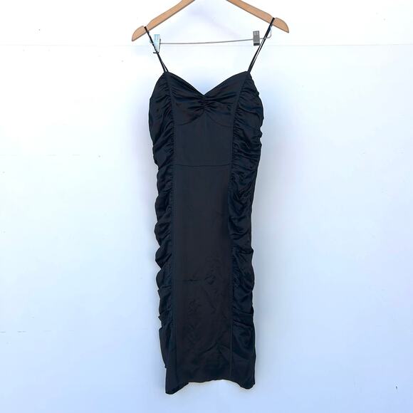 Vintage Y2K Betsey Johnson Black Strappy Silk Cocktail Club Slip Dress 4 - Picture 2 of 10